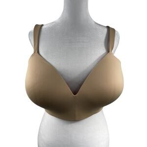 Cacique Lightly Lined T-Shirt Bra No Wire 42DDD Beige Back Smoother Nude Comfort